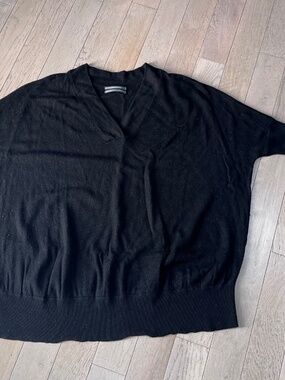 By Anthropologie 100% Merino Wool 3/4 Dolman Sleeve Cropped Oversized sweater Sm